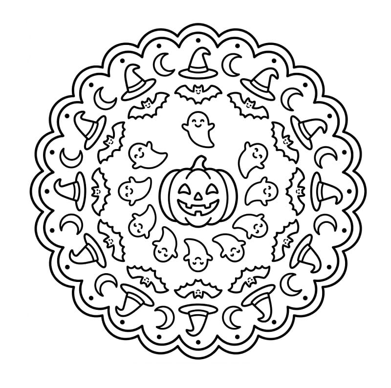 Geniální halloweenská mandala omalovánka