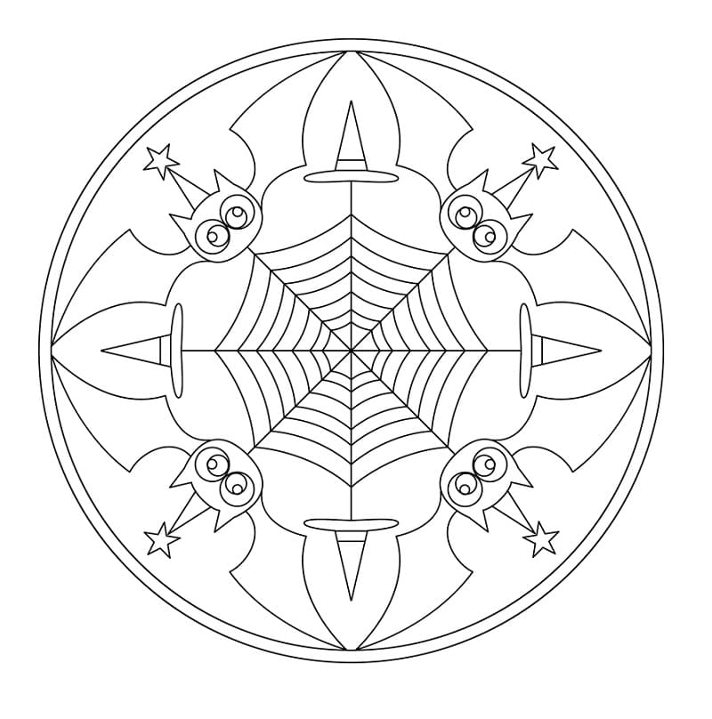 Halloweenská mandala omalovánka zdarma omalovánka