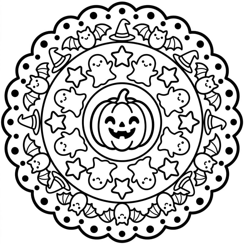Obrázek halloweenské mandaly omalovánka