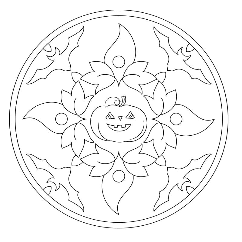 Pěkná halloweenská mandala omalovánka
