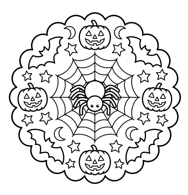 Sváteční halloweenská mandala omalovánka