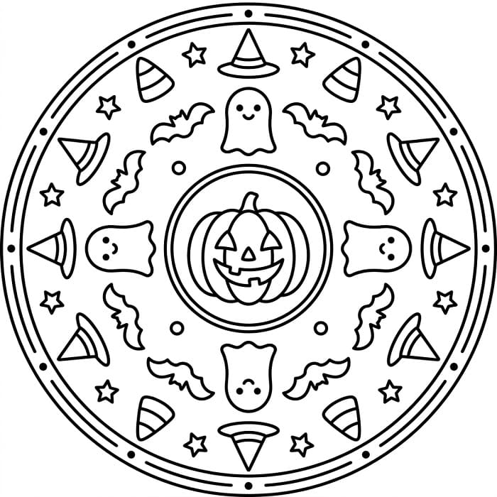 Úžasná halloweenská mandala omalovánka
