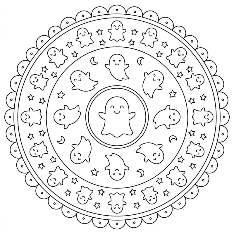 Základní halloweenská mandala omalovánka